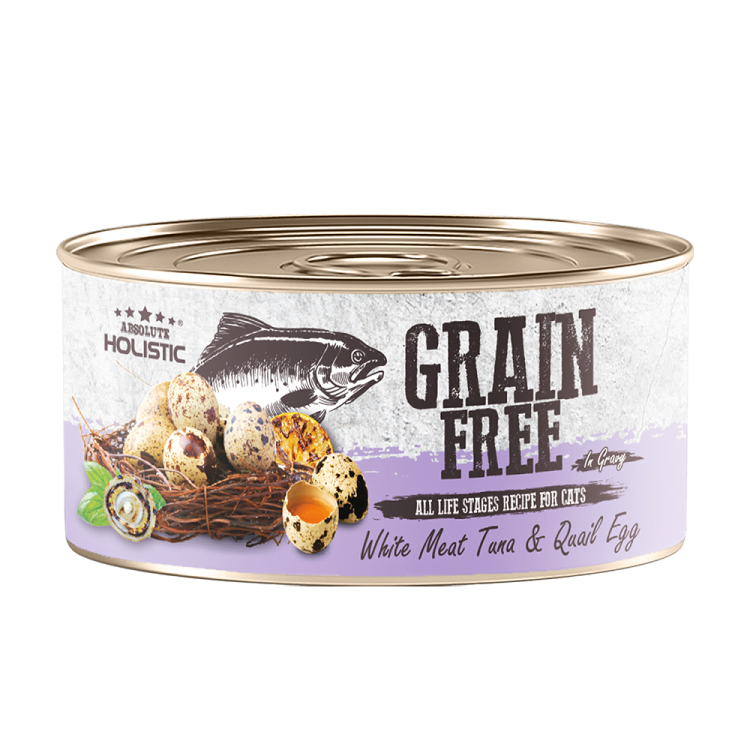 Absolute Holistic Grain Free 肉絲湯汁貓罐 80g - Tuna & Quail Egg 白肉鮪魚+鵪鶉蛋