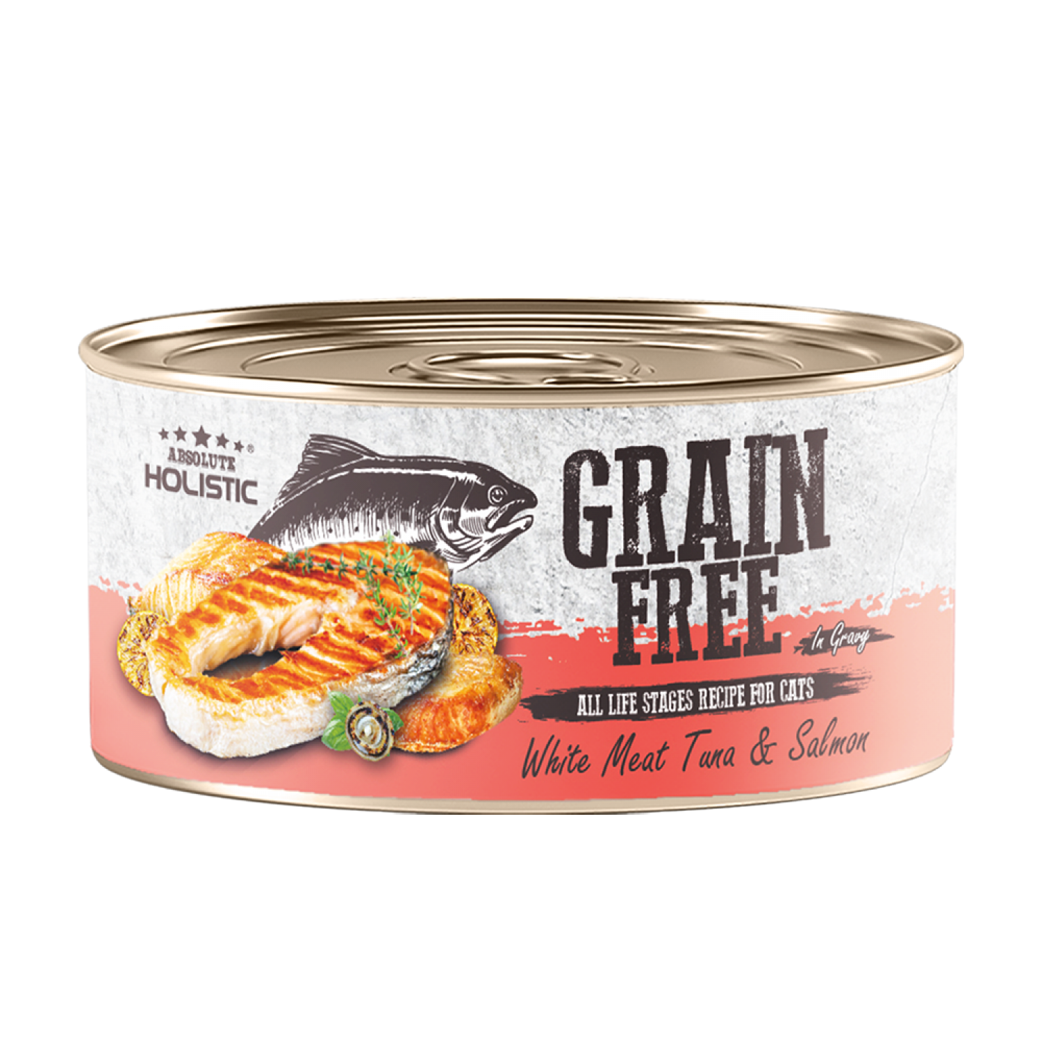 Absolute Holistic Grain Free 肉絲湯汁貓罐 80g - Tuna & Salmon 白肉鮪魚+鮭魚
