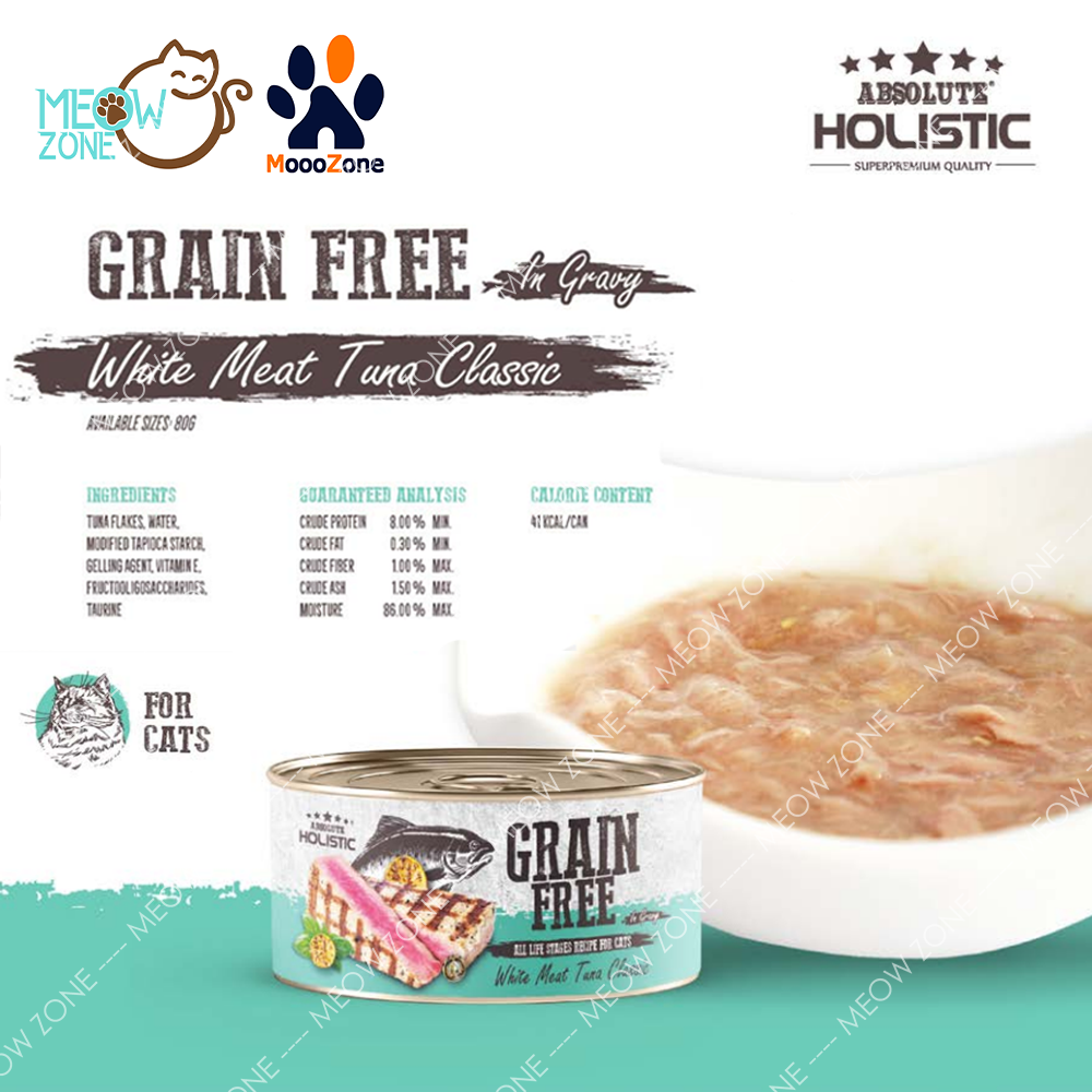 Absolute Holistic Grain Free 肉絲湯汁貓罐 80g - Tuna Classic 白肉鮪魚