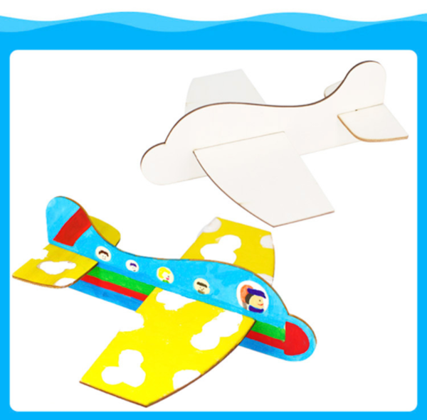 DIY塗鴉木質拼插飛機 M1655