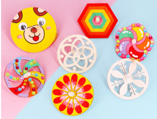 DIY塗色原木白坯本色陀螺 M2823