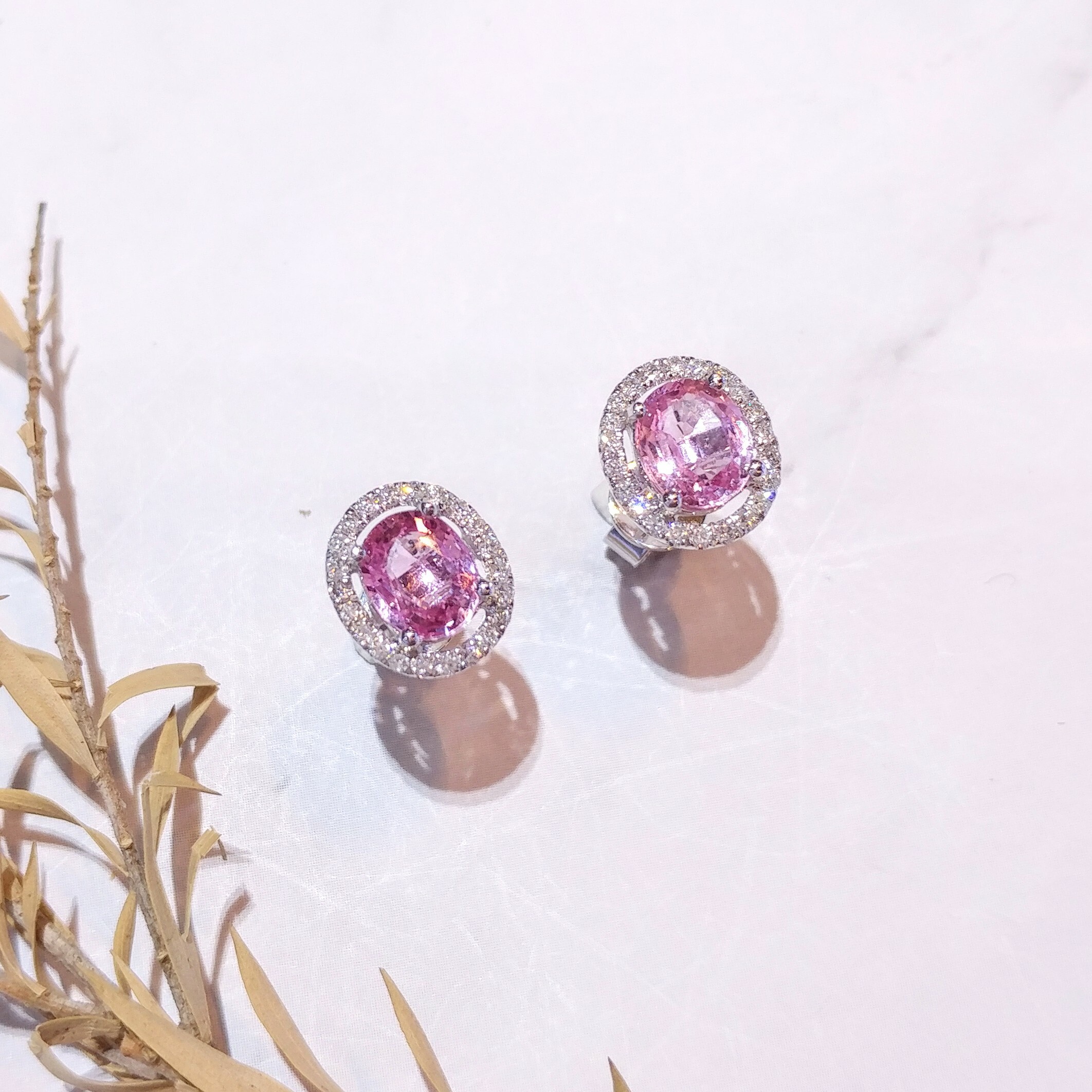 18K White Gold 1.61t Sapphire and Diamond Earrings