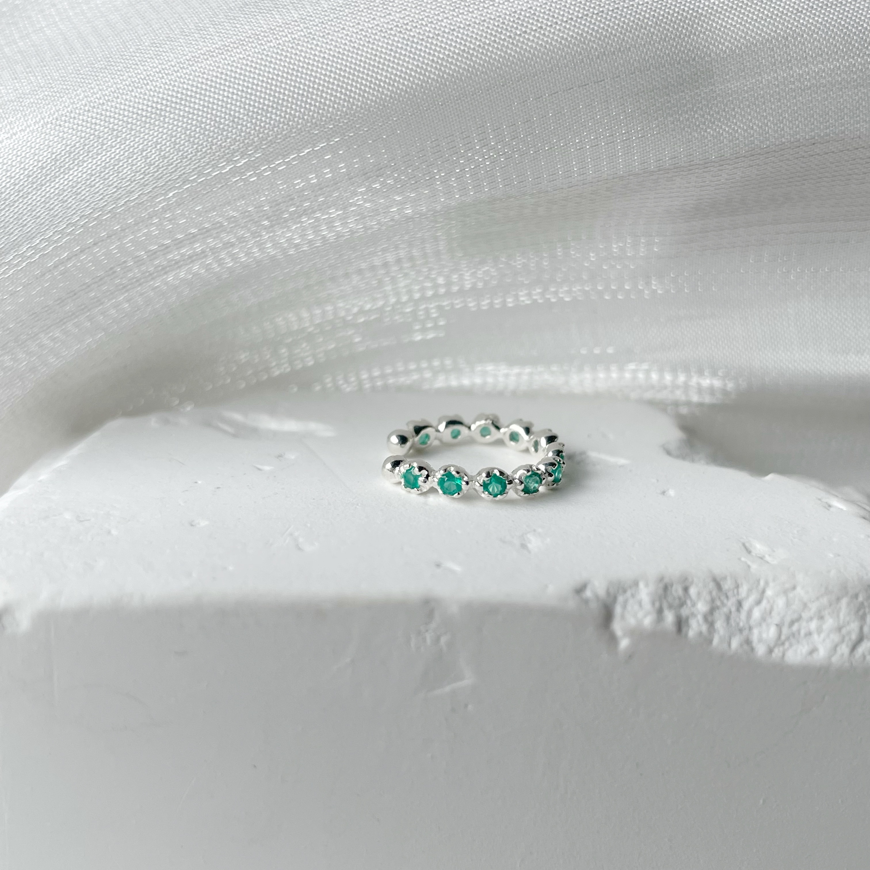 整圈小花綠瑪瑙耳骨夾