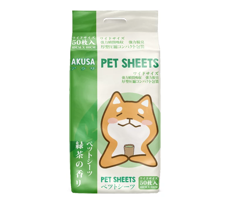 Akusa Pet Sheet with Green Tea fragrance 45x60cm．50pcs