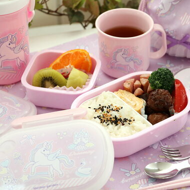 Usamomo萌兔桃桃-便當盒 粉紅獨角獸