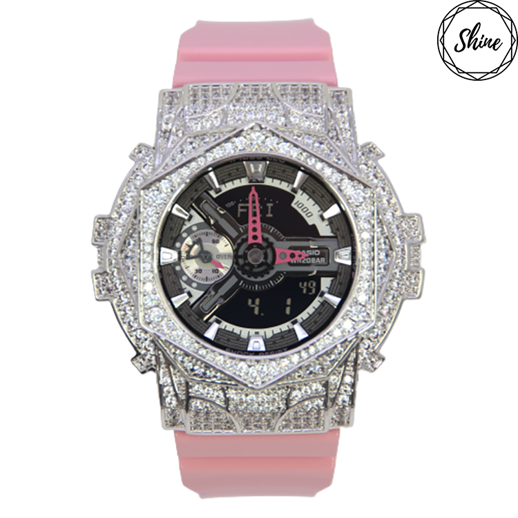 銀色 Mini-G 改裝手錶 GMA-S110MP-4A2 - 玫瑰