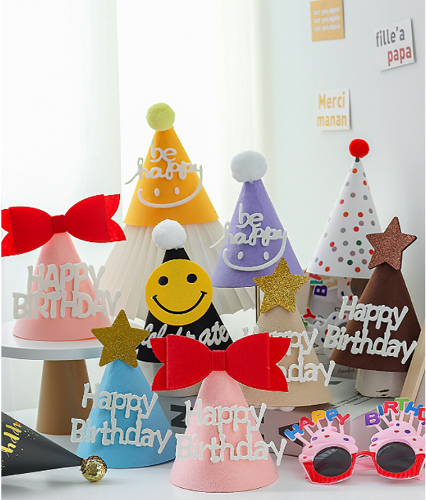 現貨區 可愛無紡布生日帽 9240