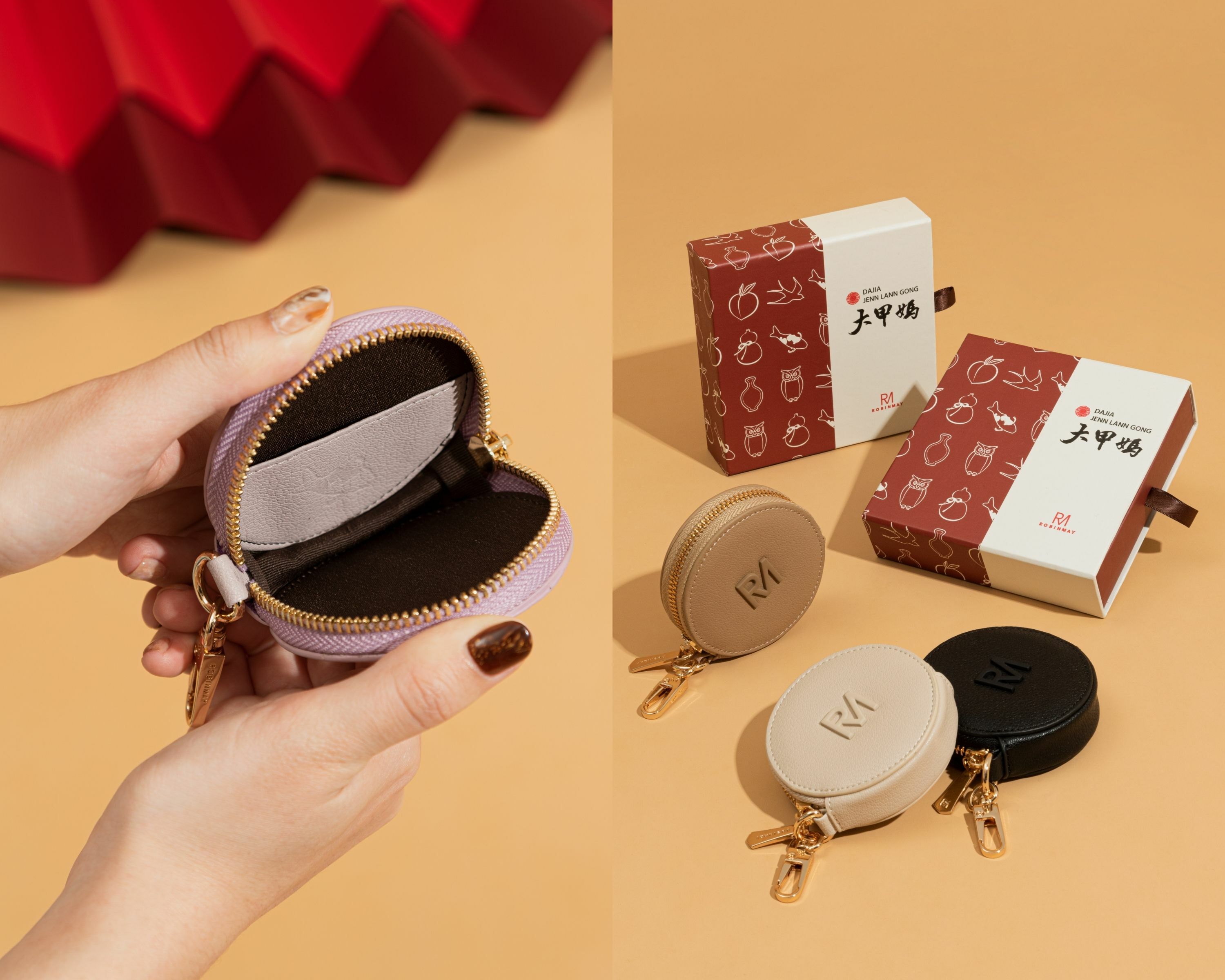 御守真皮零錢包，圓潤小巧外型搭配真皮面料。