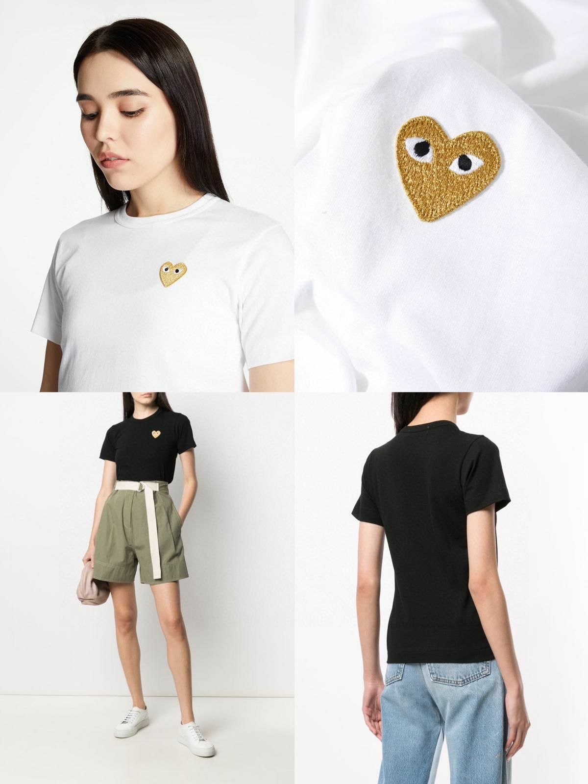 日版🇯🇵  🆕🆕 ✨Comme Des Garcons Play 💛金色刺繡logo短袖Tee