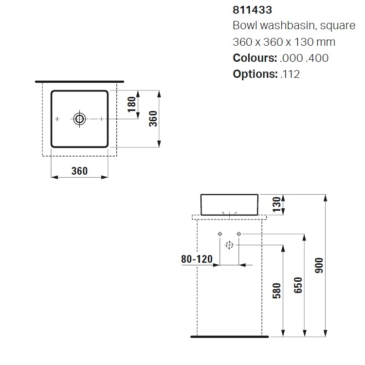 Laufen "Living City" 8.1143.3.757.112.1 Countertop Washbasin *SaphirKeramik*