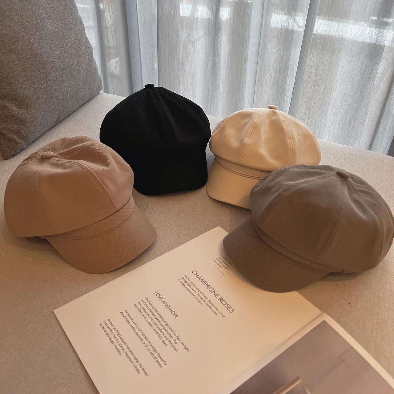 麻料報童帽/四色