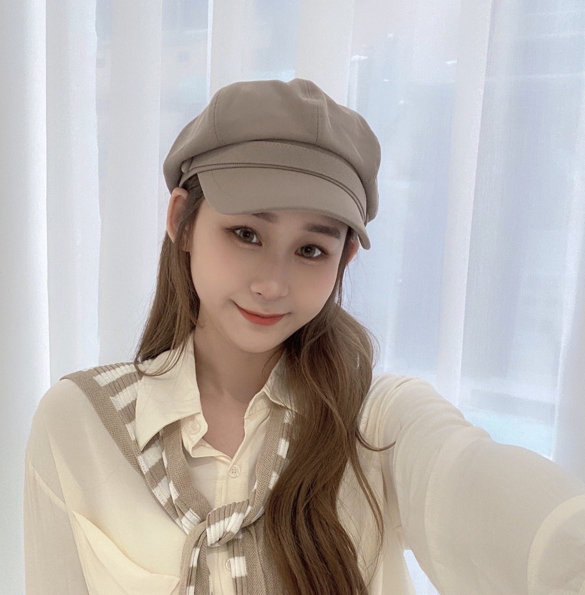 麻料報童帽/四色