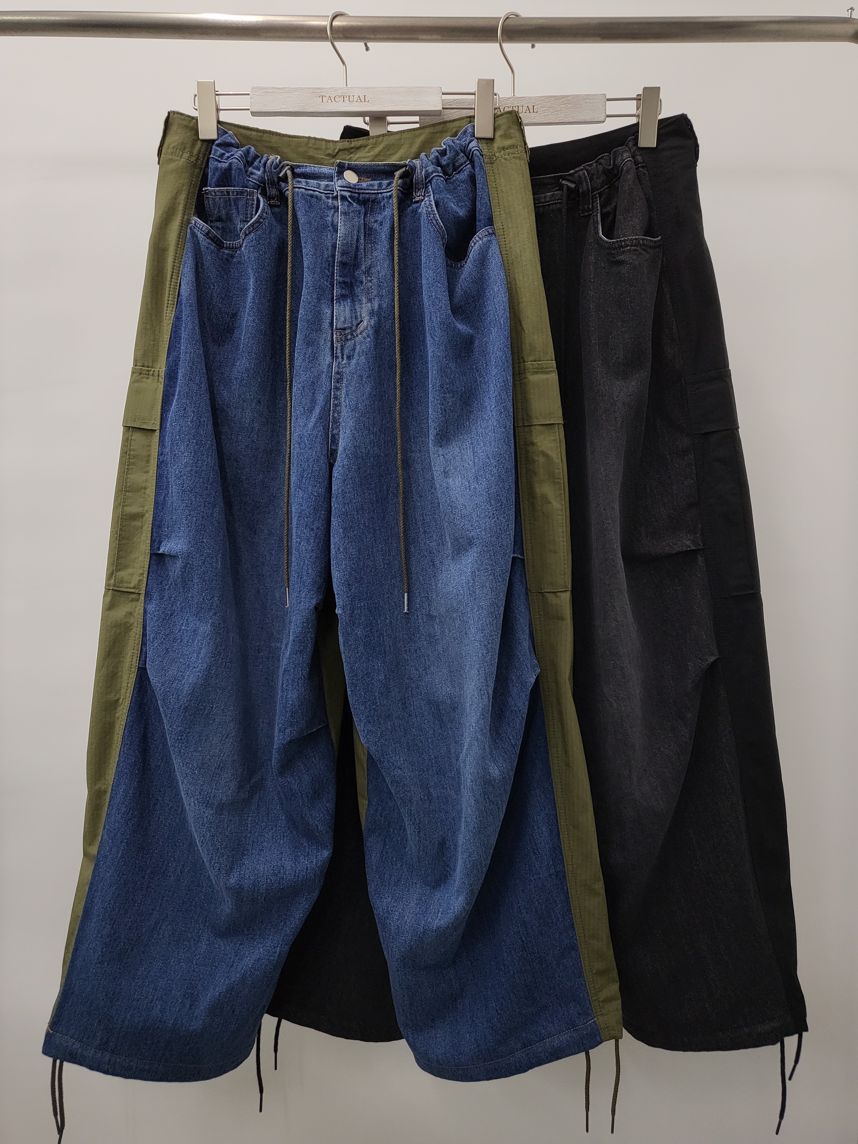 前後拼色牛仔工裝褲 P1766