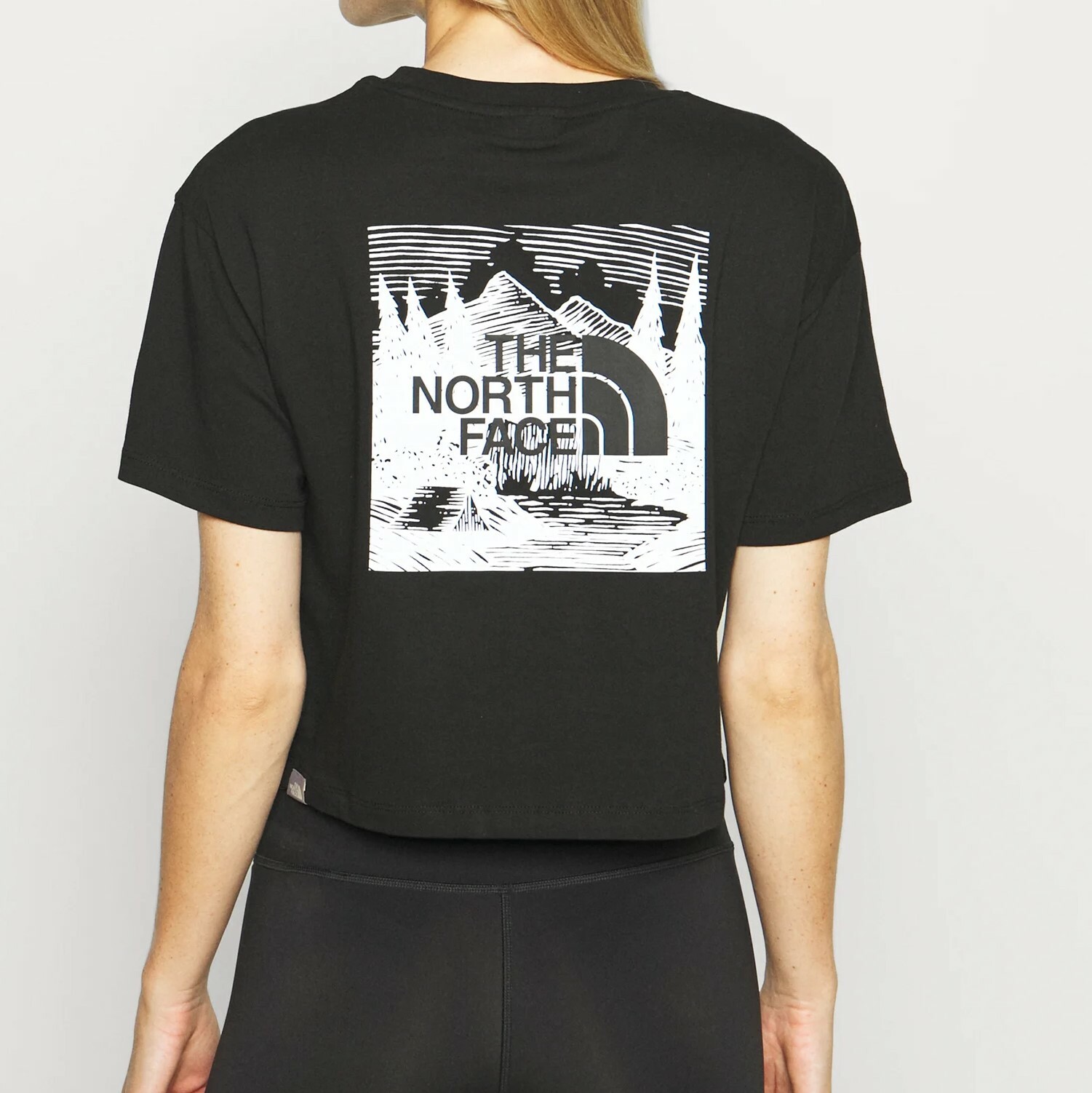 The North Face Red Box Celebration Cropped Tee Women Bl