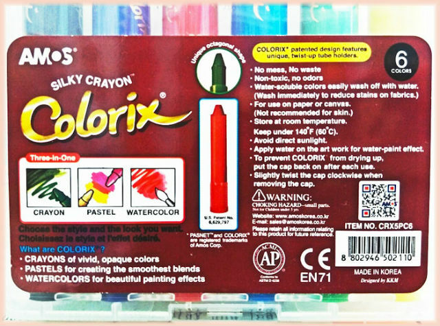 韓國 AMOS 6色粗杆絲滑旋轉蠟筆 CRX5PC6
