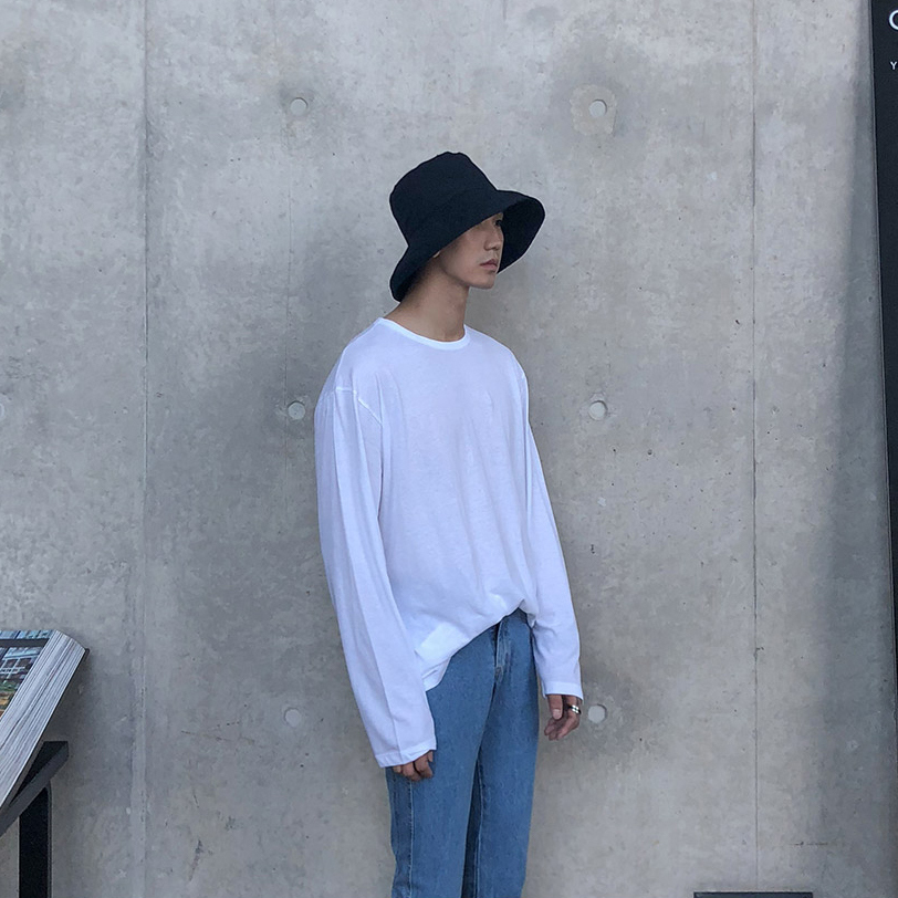 寬鬆基本長袖上衣 / 白 XL / 不提供退換貨
