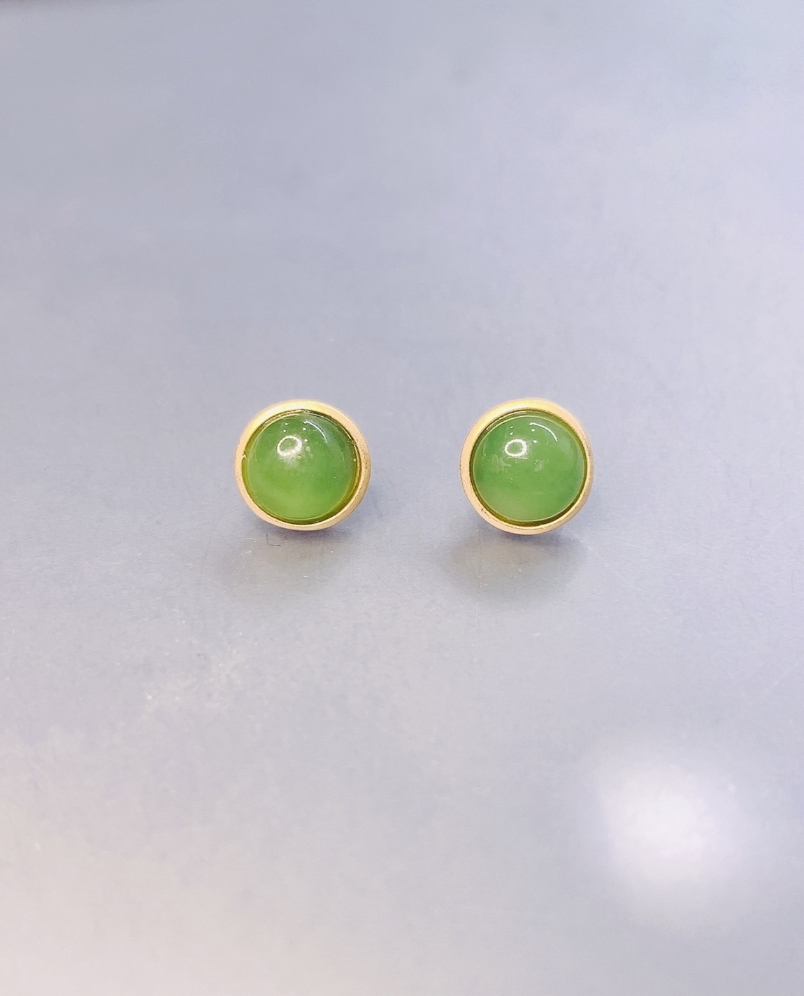 綠圓丨和田碧玉耳環