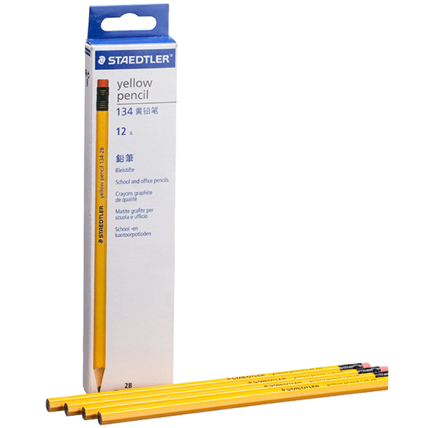 德國STAEDTLER 134 黃色木杆鉛筆+橡皮 134