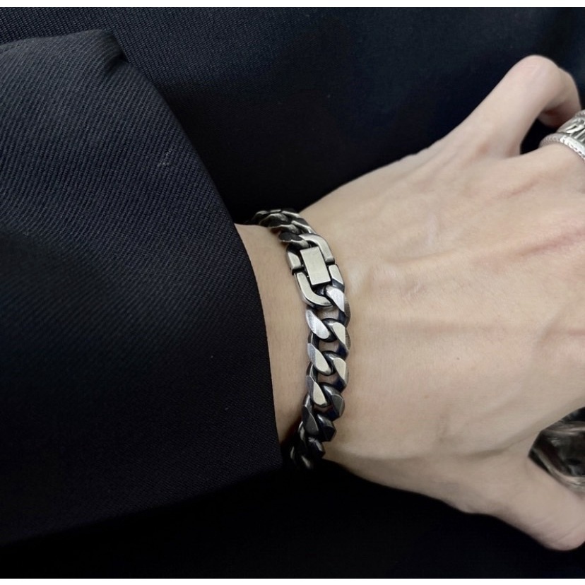 黑曜銀 / 古銀 / 做舊 / 黑銀 / 安全扣 / 飾品 / 鈦鋼 / 手鍊 / 古巴