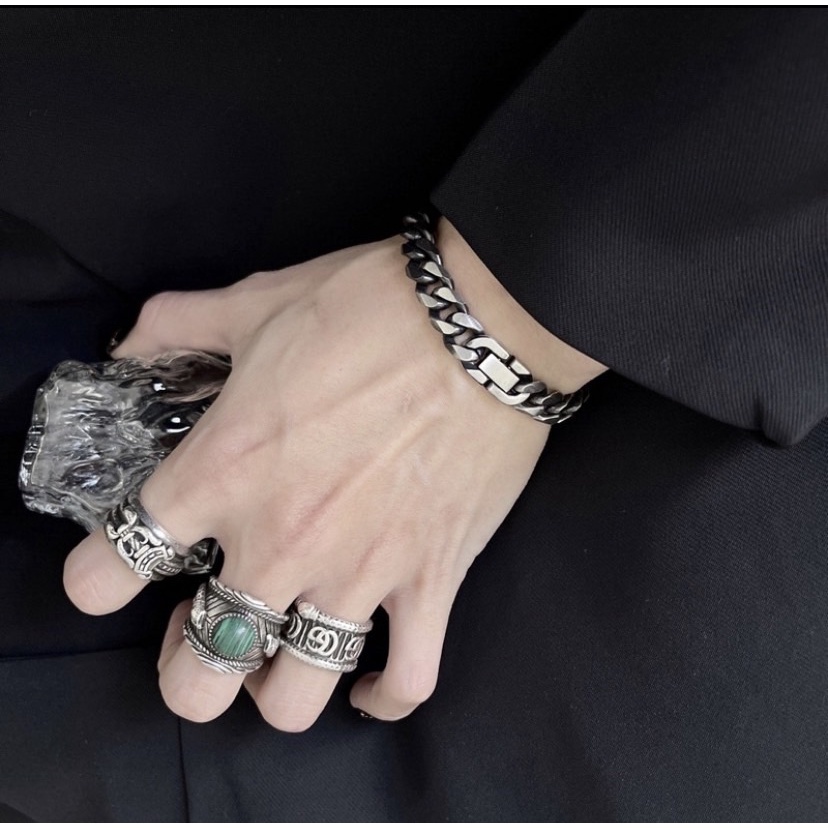 黑曜銀 / 古銀 / 做舊 / 黑銀 / 安全扣 / 飾品 / 鈦鋼 / 手鍊 / 古巴