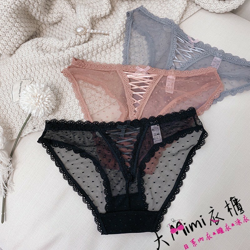交叉透明蕾絲內褲