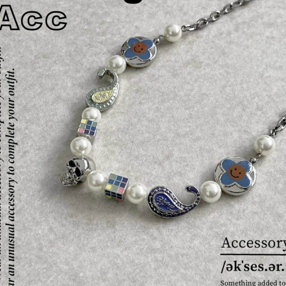 EVAE x SALUTE 聯名款 十字花 笑臉 珍珠 變形蟲 項鍊 飾品