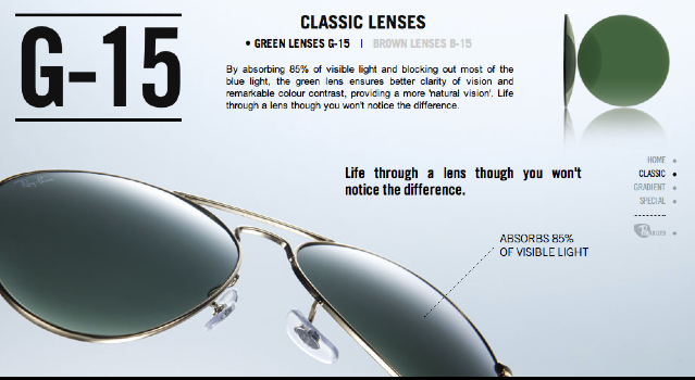 RayBan雷朋太陽眼鏡經典的G-15綠色鏡片鏡片顏色