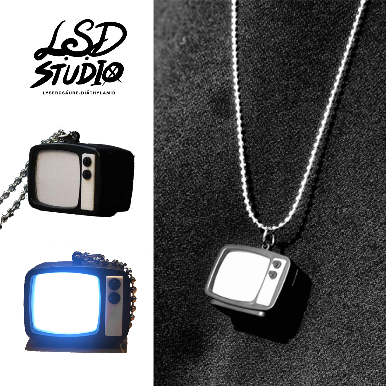 【ACCC002】恐怖電視台雜訊發光設計項鍊