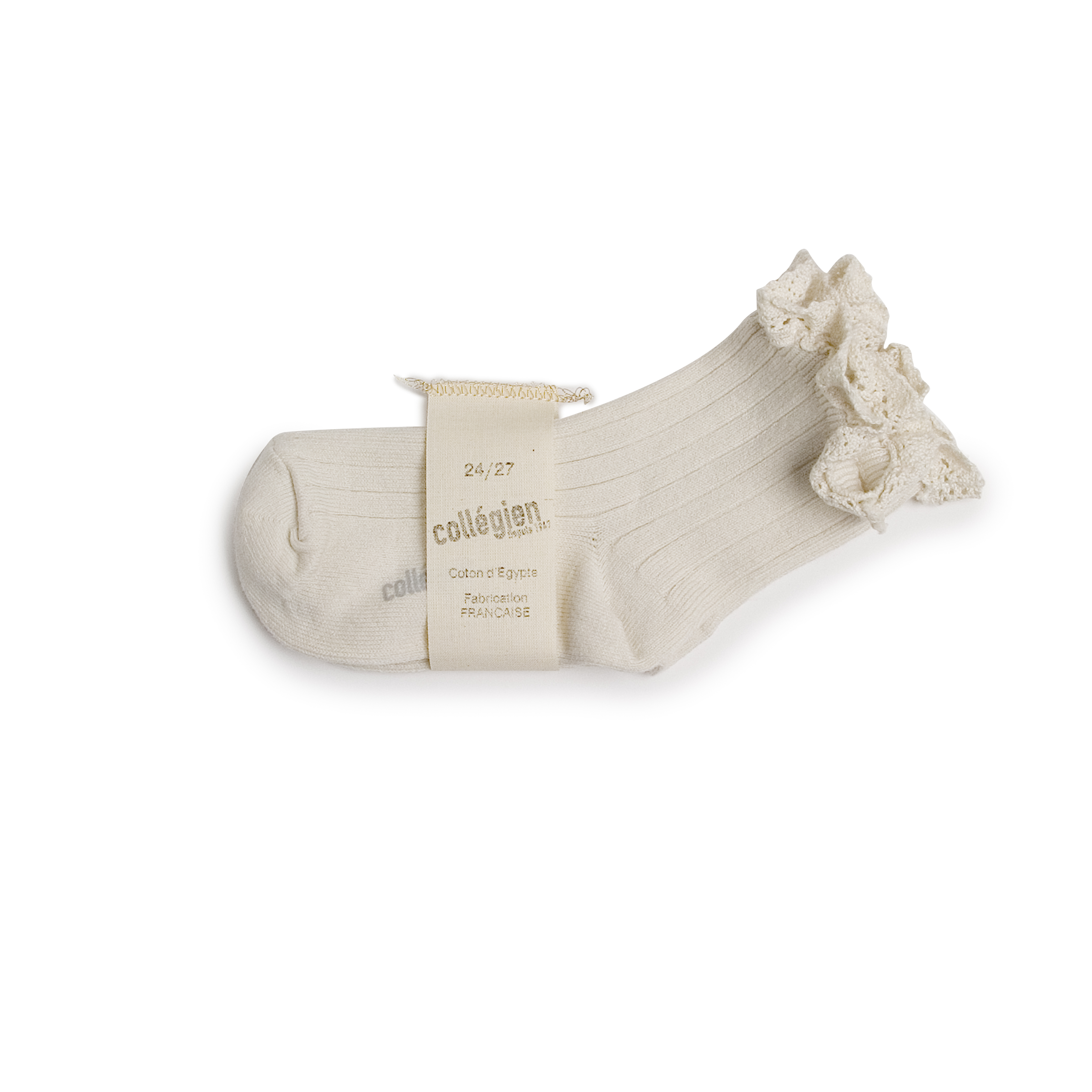 COLLÉGIEN - Lili Lace Trim Ribbed Ankle Socks（Doux Agneaux）