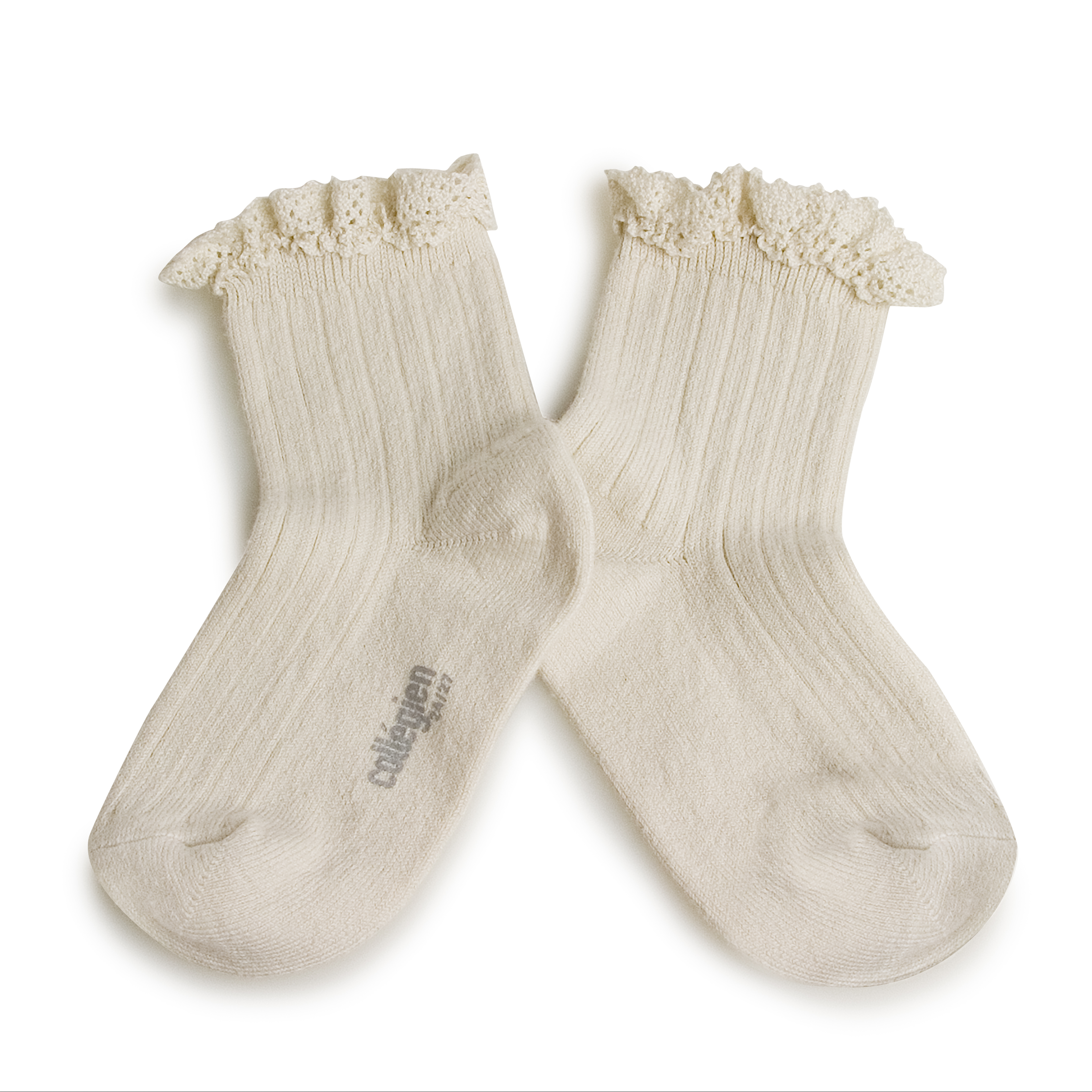 COLLÉGIEN - Lili Lace Trim Ribbed Ankle Socks（Doux Agneaux）