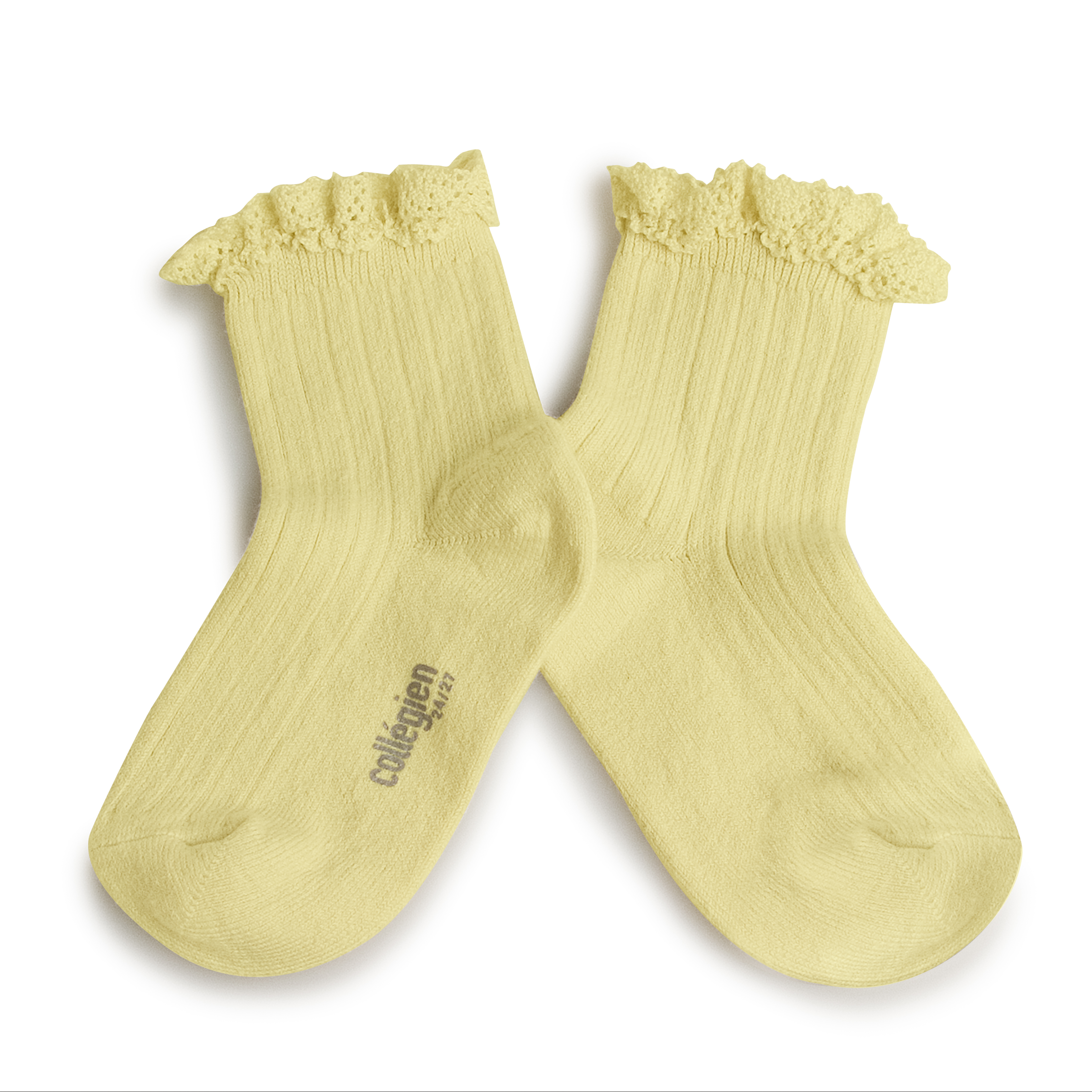 COLLÉGIEN - Lili Lace Trim Ribbed Ankle Socks（Vanille）