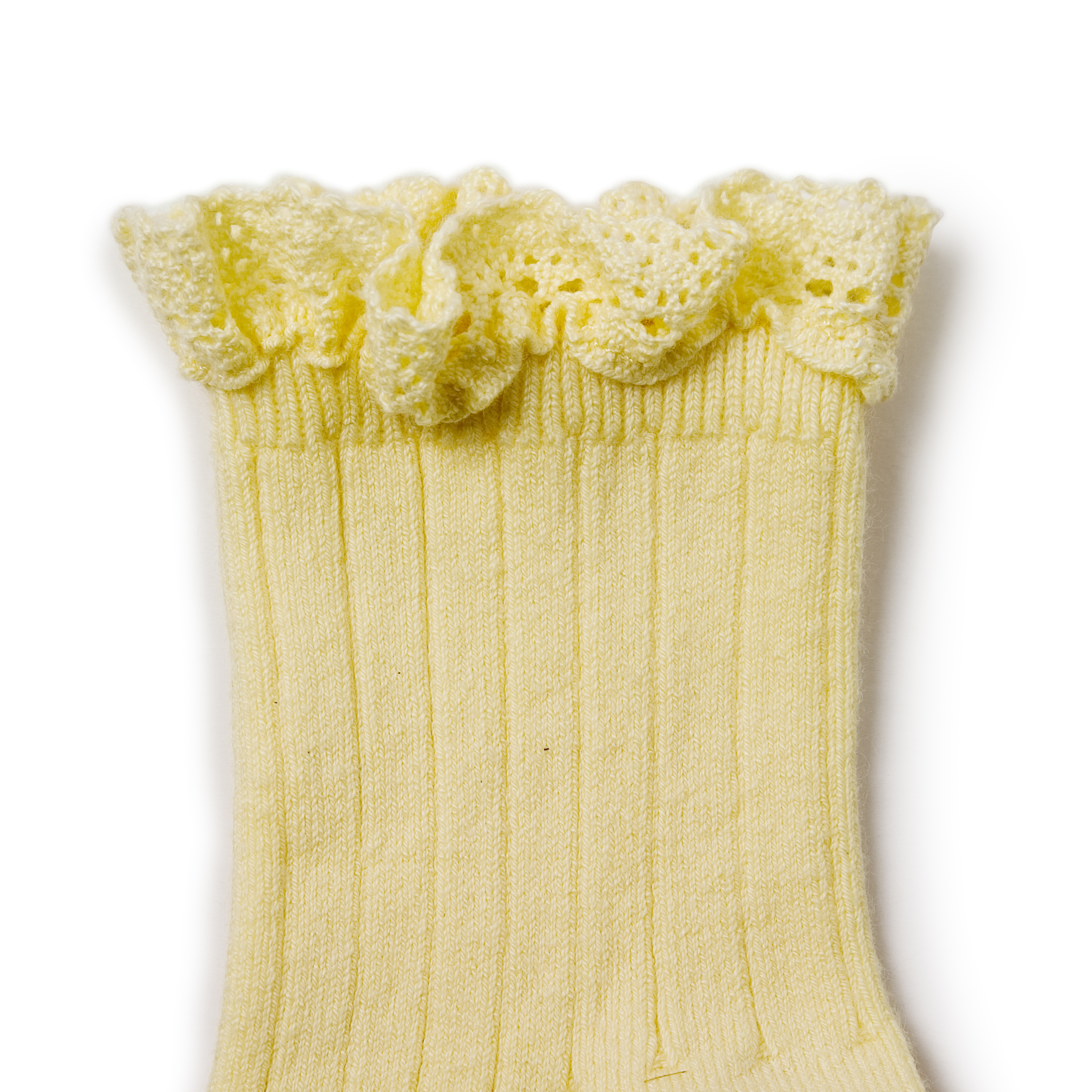 COLLÉGIEN - Lili Lace Trim Ribbed Ankle Socks（Vanille）