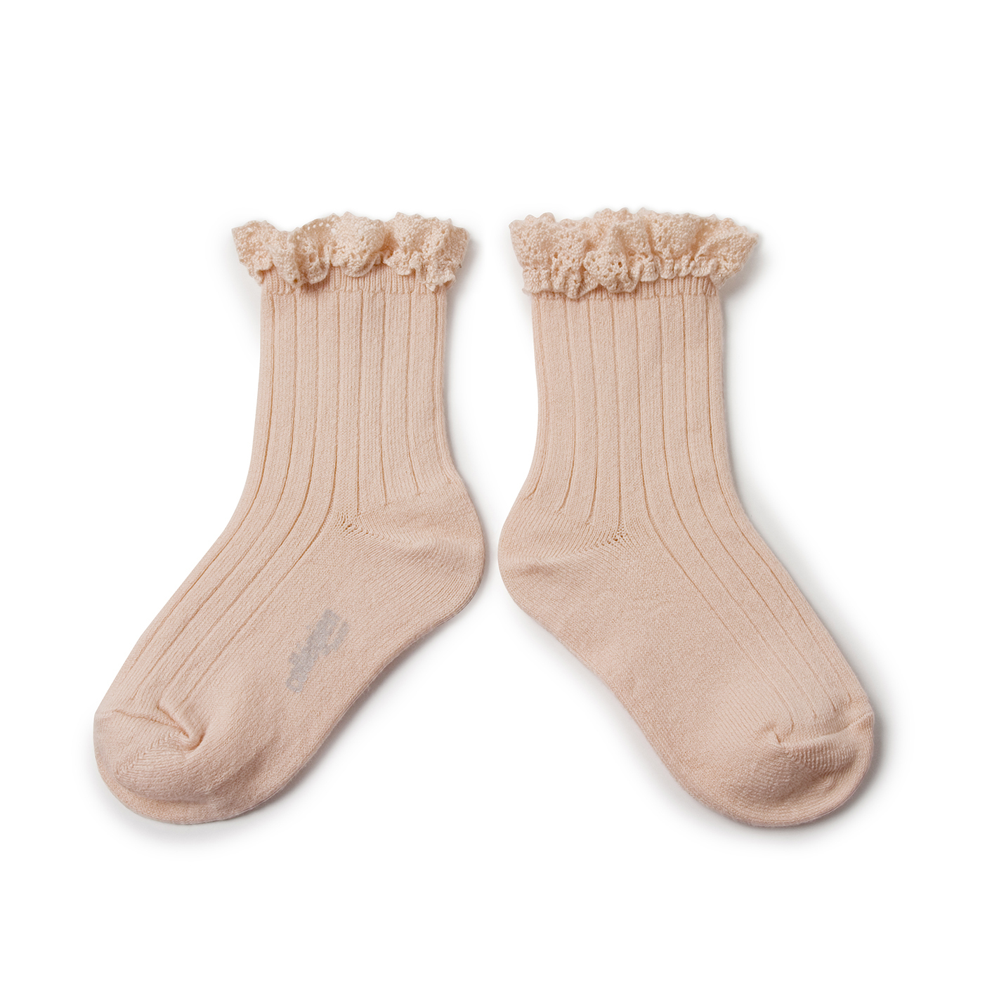 COLLÉGIEN - Lili Lace Trim Ribbed Ankle Socks（Sorbet）