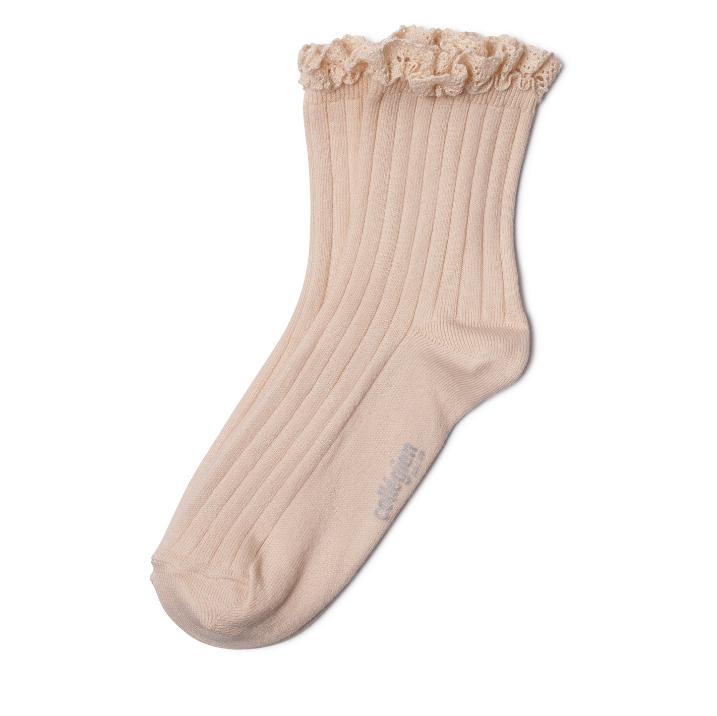COLLÉGIEN - Lili Lace Trim Ribbed Ankle Socks（Sorbet）