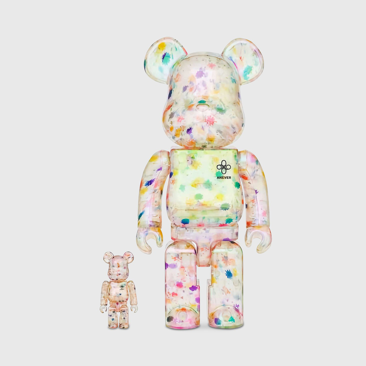 BE@RBRICK ANEVER 400%+100% 彩色碎花 透明熊