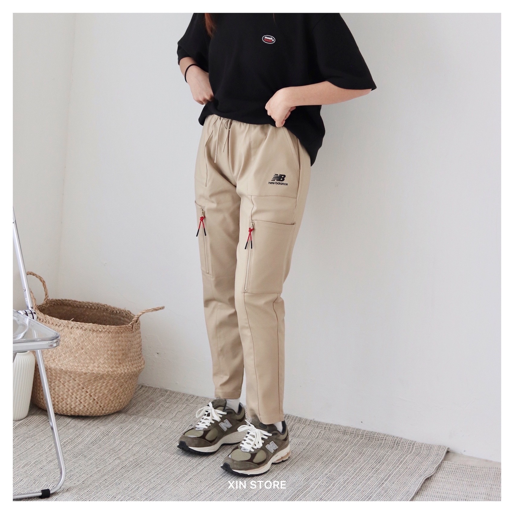 【現貨】New Balance NBX JAN 梭織 口袋 休閒 IU 李知恩同款 工裝 抽繩 長褲 卡其