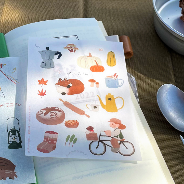 Hoi ホーイ｜和紙圖鑑貼紙｜秋｜狐狸