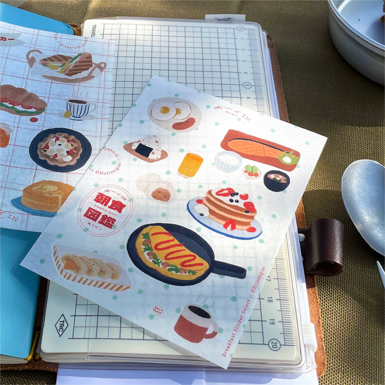 Hoi ホーイ｜和紙圖鑑貼紙｜早餐｜綠點點