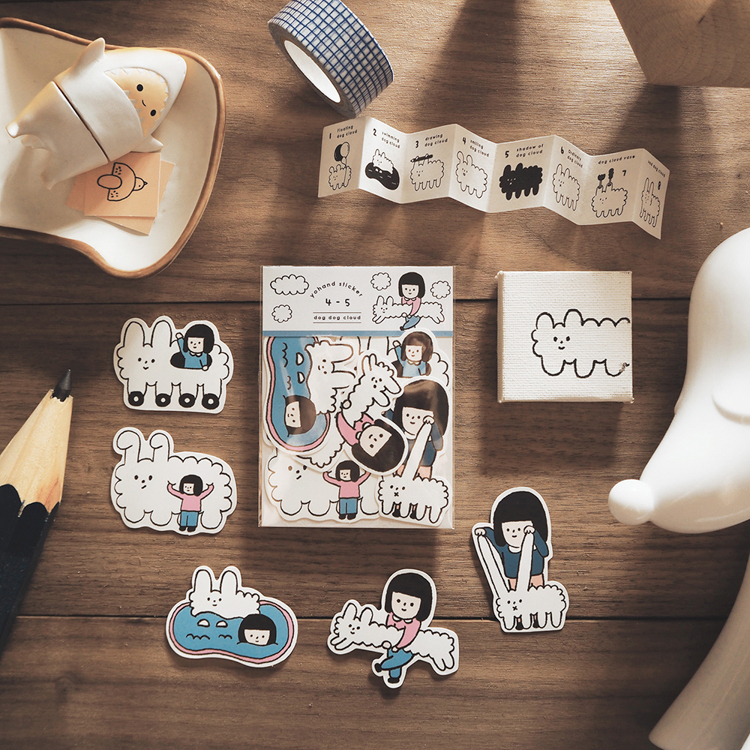 右手超人｜中貼紙｜4-5｜和狗狗雲玩