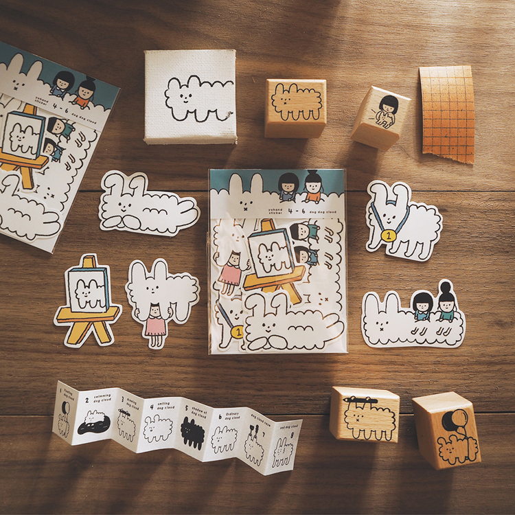 右手超人｜中貼紙｜4-6｜快樂的狗狗雲