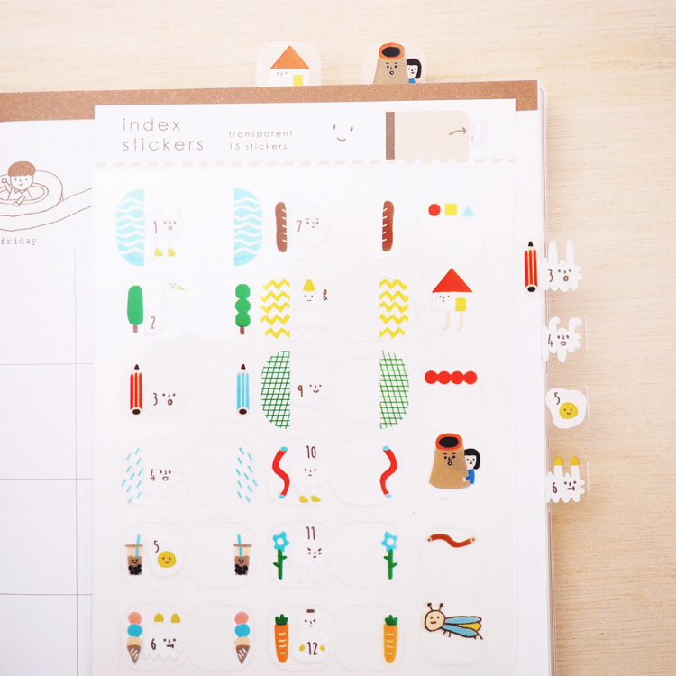 右手超人｜透明月份索引貼紙｜狗狗雲