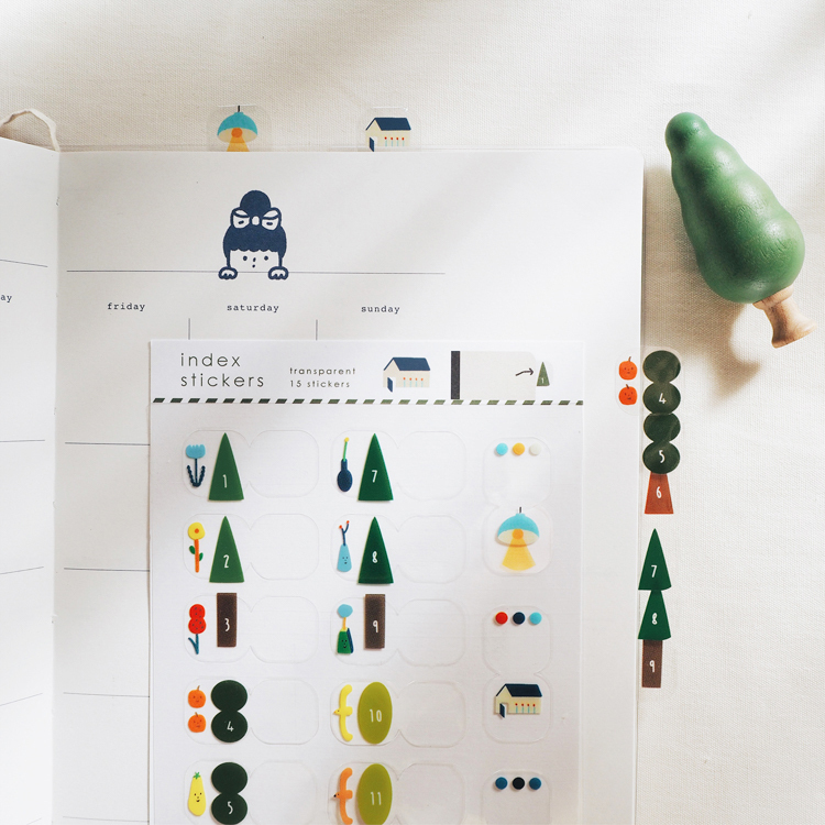 右手超人｜絕版｜透明月份索引貼紙｜樹