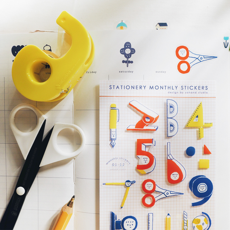 右手超人｜絕版｜1-12月數字透明貼紙｜文具