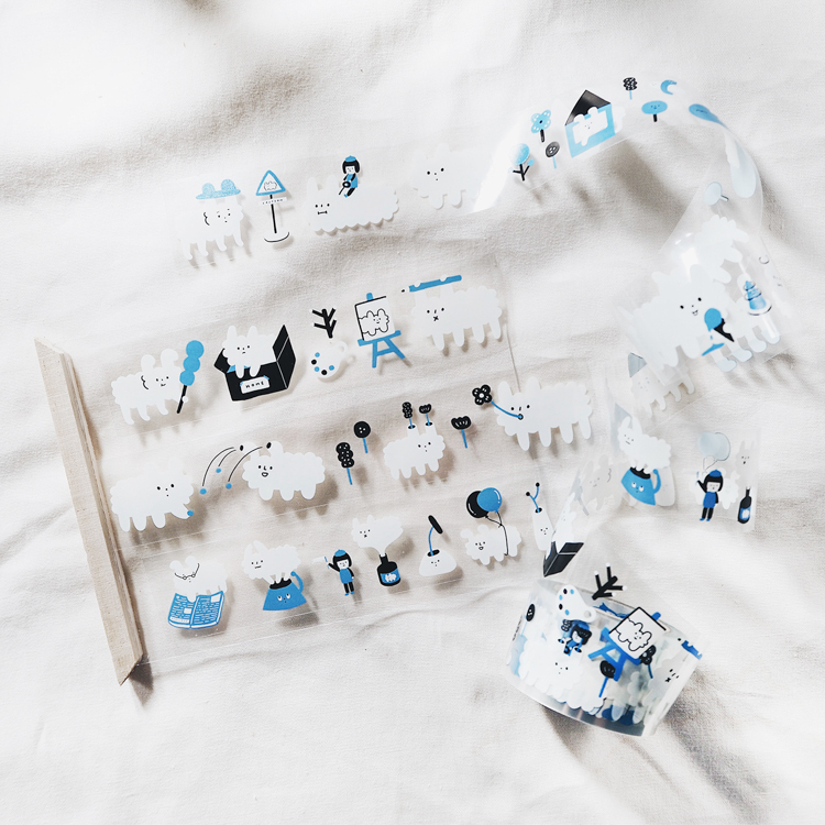 右手超人｜絕版｜PET膠帶｜亮面｜一堆狗狗雲