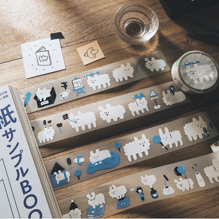 右手超人｜絕版｜PET膠帶｜霧面｜一堆狗狗雲