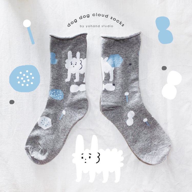 右手超人｜絕版｜襪子｜狗狗雲｜灰