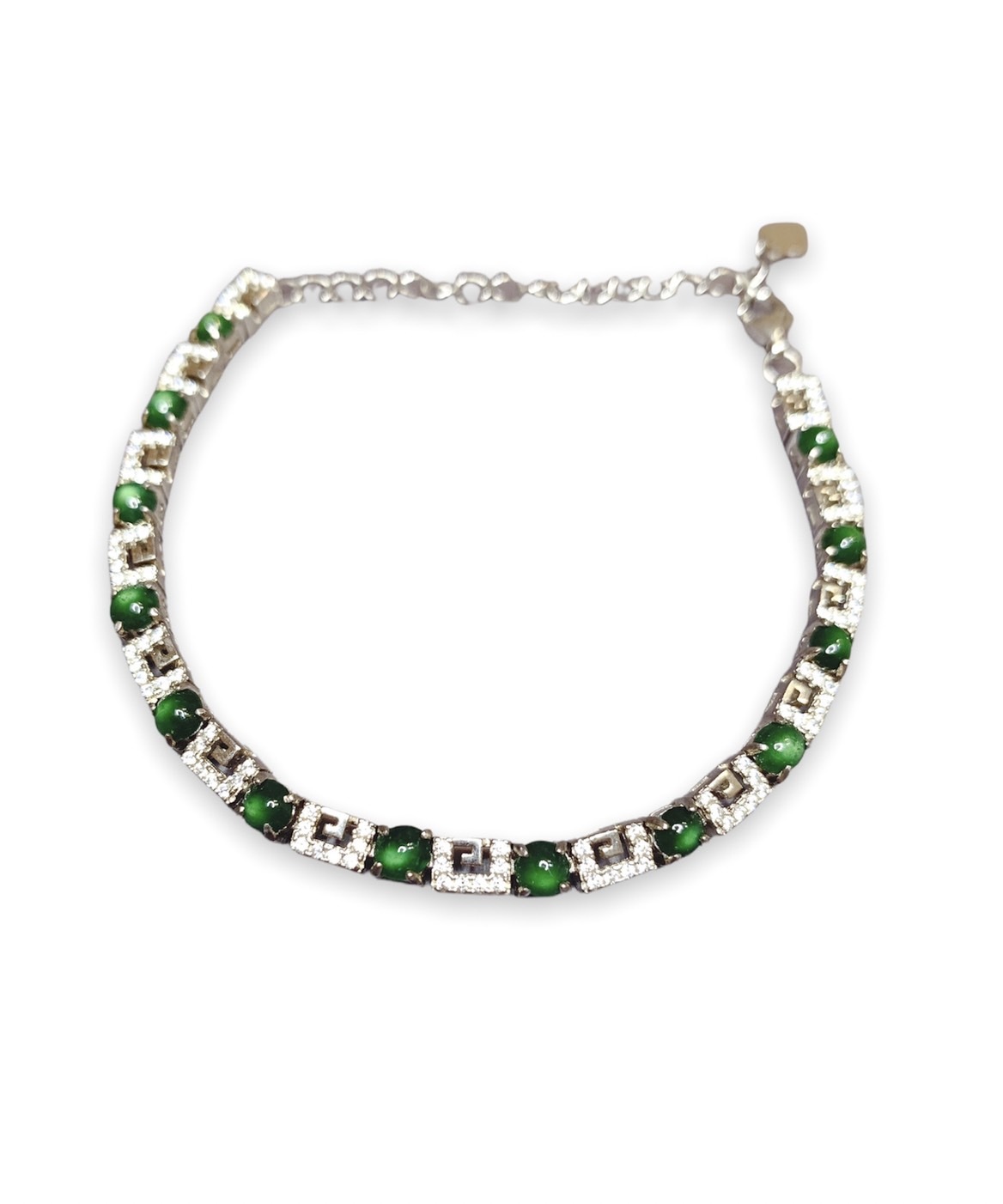 綠方排丨老藍水冰種翡翠手鍊