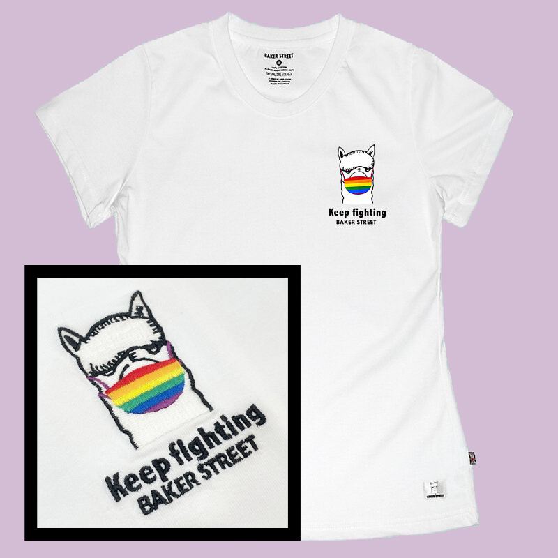 Embroidery-Alpaca Wear Rainbow Mask 彩虹口罩羊駝 刺繡 女版短T