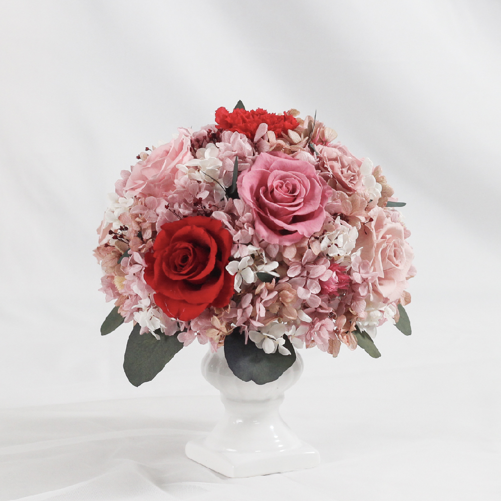 |歐式畢德邁爾圓形桌花-女皇的花園-喬遷送禮-永生花盆栽-大型|