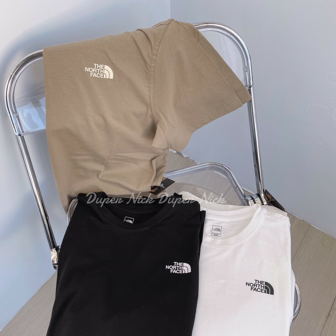 現貨 韓國 THE NORTH FACE 前後 小LOGO 短T 黑色/白色/奶茶